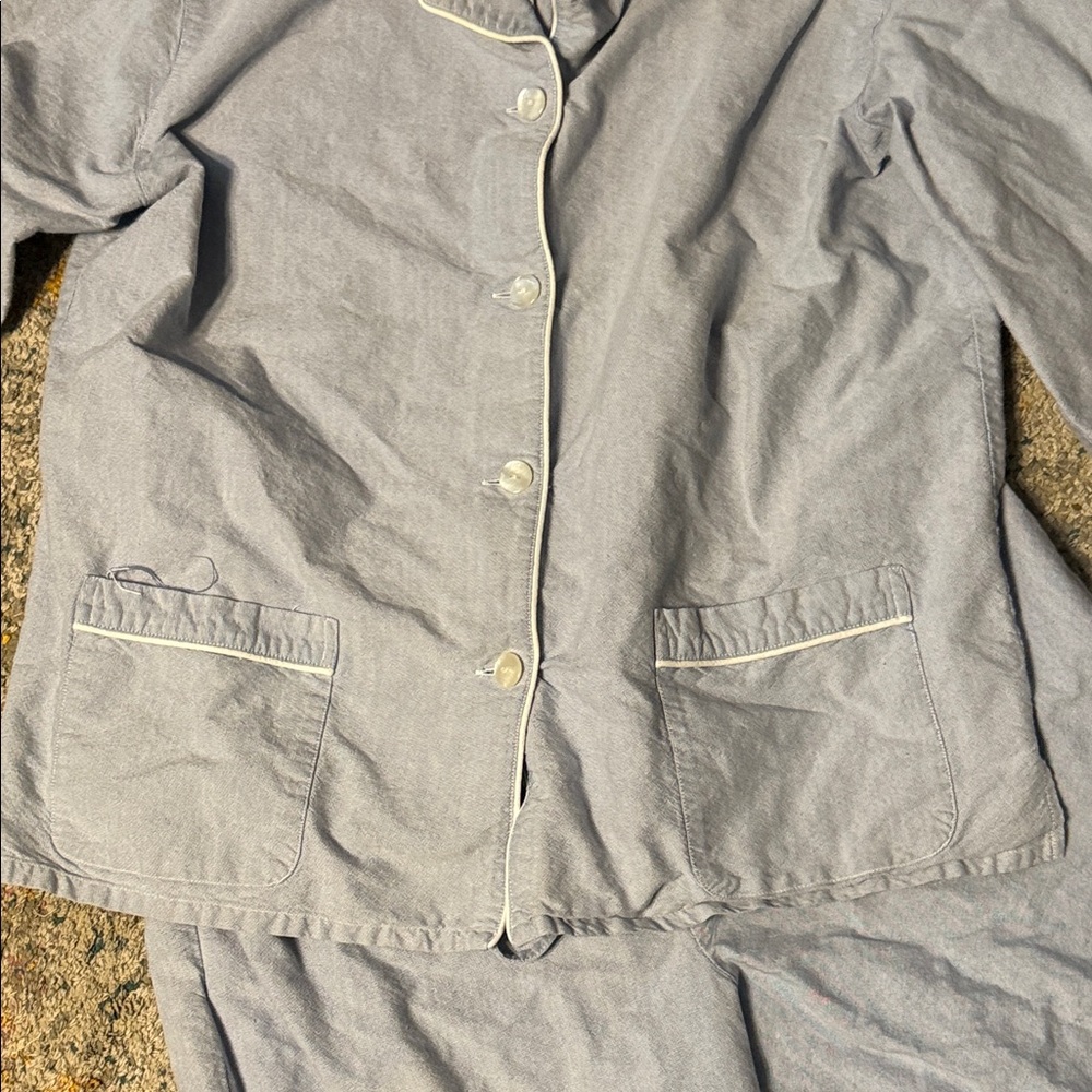 Chambray Button-Up 100% Cotton Pajamas PJ Set by Blossom Set L - Picture 4 of 9